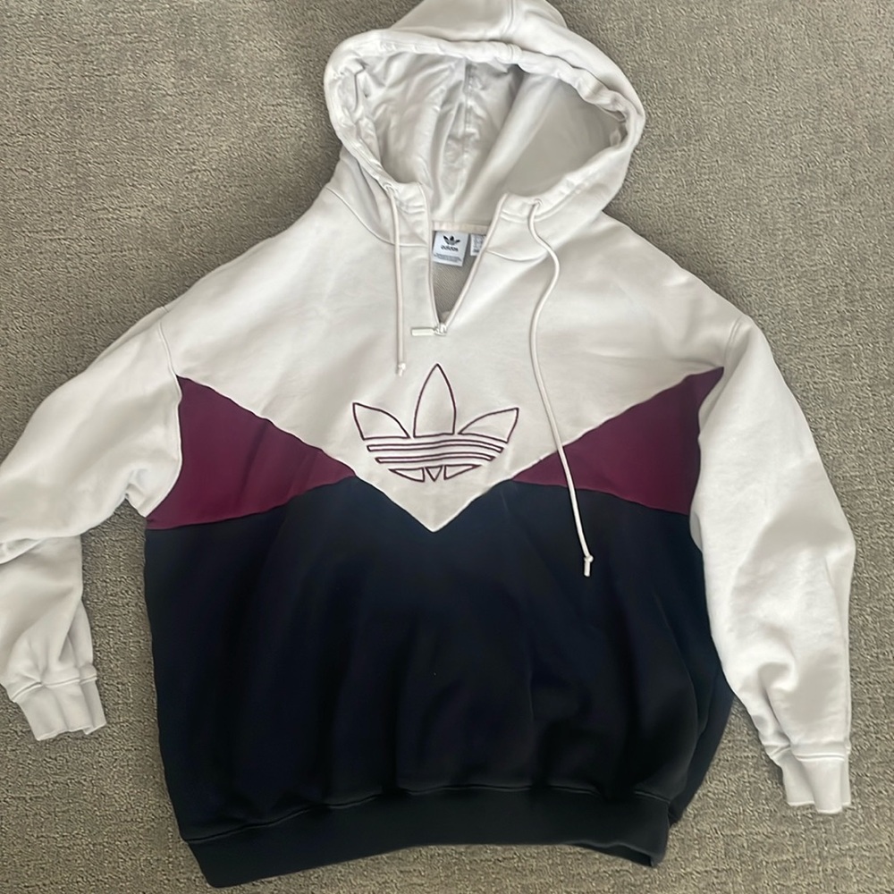 Adidas Originals quarter zip vintage hoodie size L